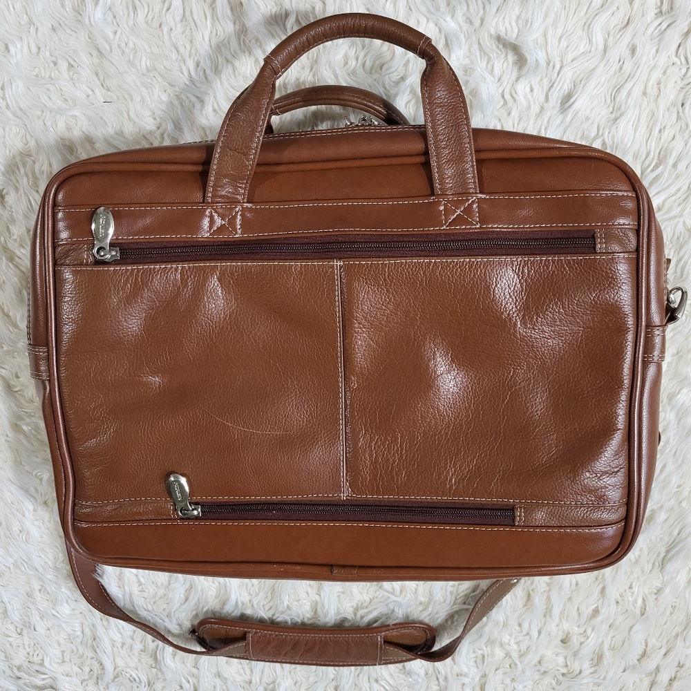 McKlein USA Kenwood 16" Leather Double Compartment Laptop Briefcase - Brown - Picture 7 of 16